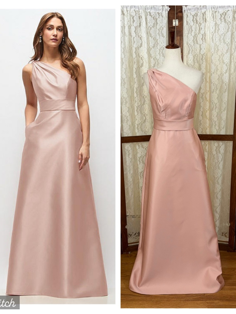 Gorgeous New Alfred Sung One Shoulder Satin Twill Gown